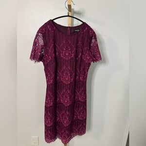 Kensie Burgundy Lace Midi Dress